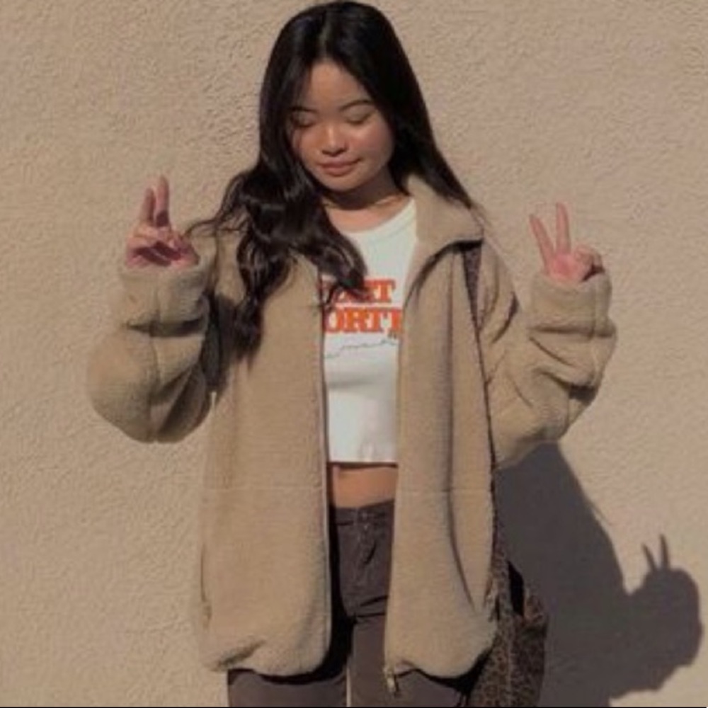 Brandy Melville John Galt Willow Coat - Oversized Fleece Teddy Coat